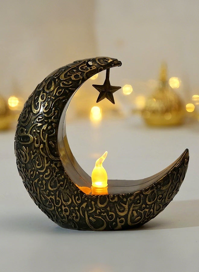 Ramadan Mubarak Flameless LED Candles Lights, Candle Star Moon Lamp, LED Ramadan Night Light for Home Table, Party Ramadan Tabletop Decorations, Black - Image 1